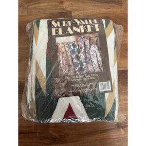 Vintage Sure-Value Blanket Southwestern Aztec Navajo Print Fits Full & Twin-New